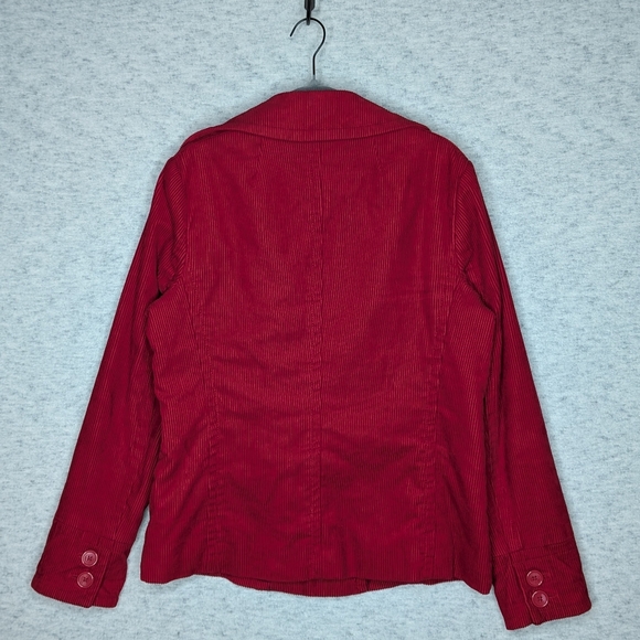Women’s Vibrant Red Corduroy Double Breasted Jacket Sz L Insulated Lining Coat - Picture 7 of 16
